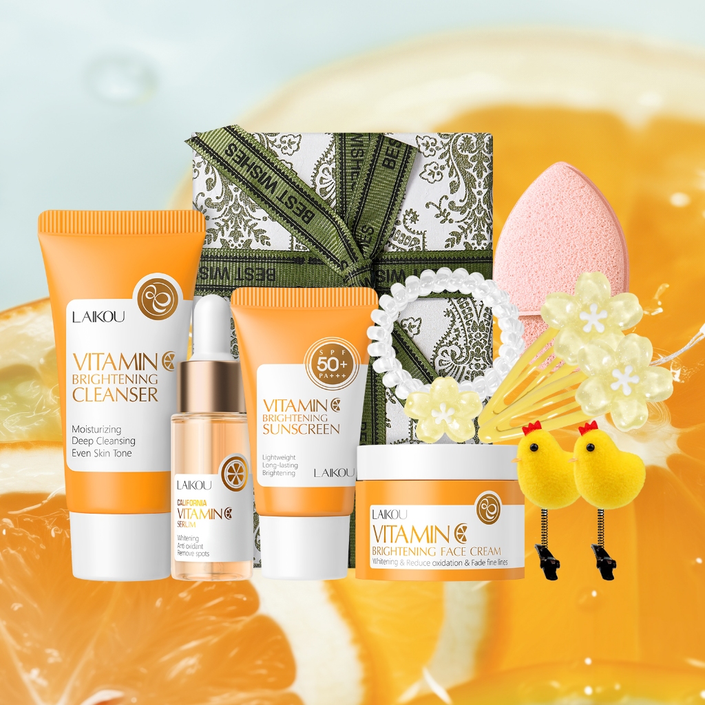 LAIKOU Vitamina C Conjunto De Brilho Caixa De Presente Anti-Oxidação Hidratante Refinar Poros Mesmo Tom De Pele Para