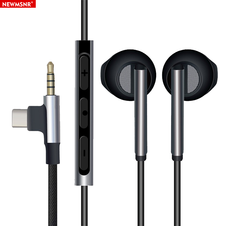 Newmsnr Novo TYPE-C 3.5mm Android Universal Multi-Função 2 Em 1 DAC Digital Wire-Controlado Metal Headset