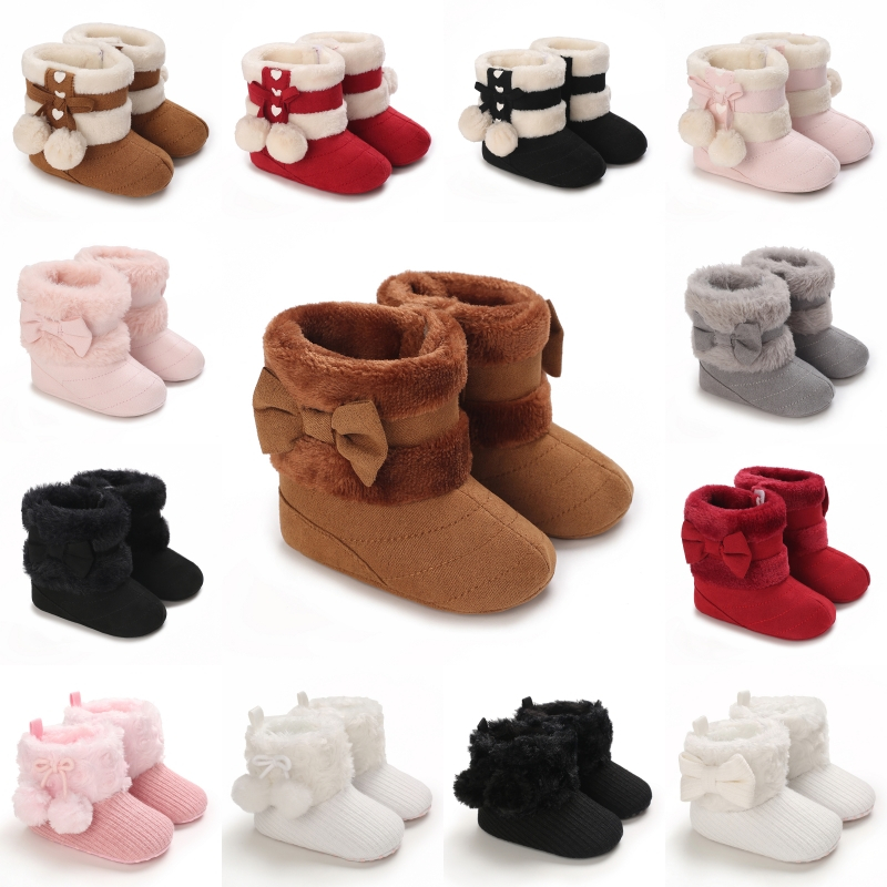 Bebê Meninos Meninas Botas De Lã Com Sola Macia Sapatos De Berço Primeiro Caminhante Para O Inverno