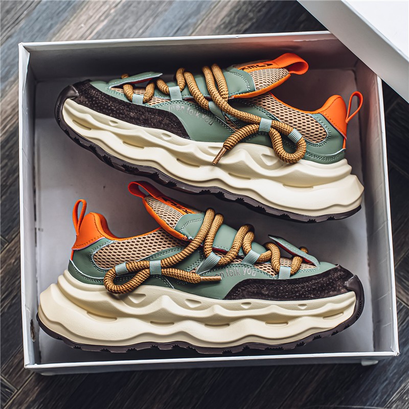 Sapatos Masculinos Novo Estilo Malha Respirável Esportivos Casuais Adolescentes Com Altura Grossa