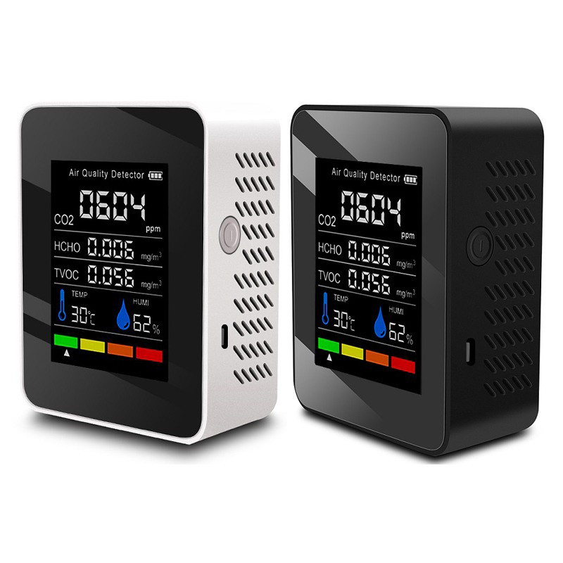 Medidor De CO2 Multifuncional 5 Em 1 Testador Digital De Temperatura E Umidade Dióxido De Carbono TVOC HCHO Detector