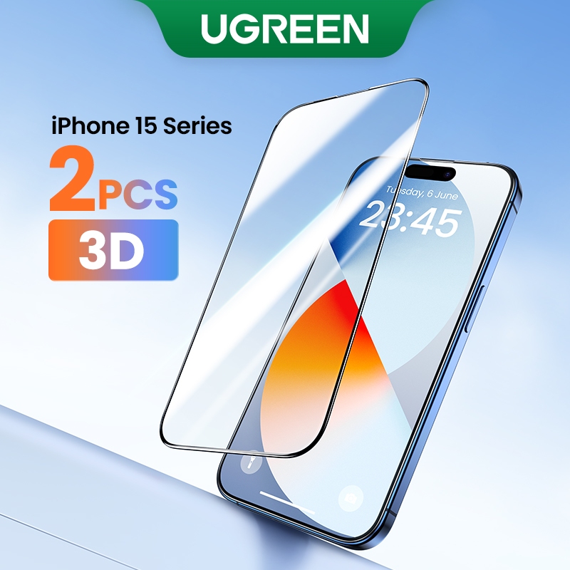 Protetores De Tela UGREEN 2PCS Para iPhone 15 15Plus 15 Pro Max De Vidro Temperado HD Ultra Clear 3D Cobertura Total em Oferta na Shopee