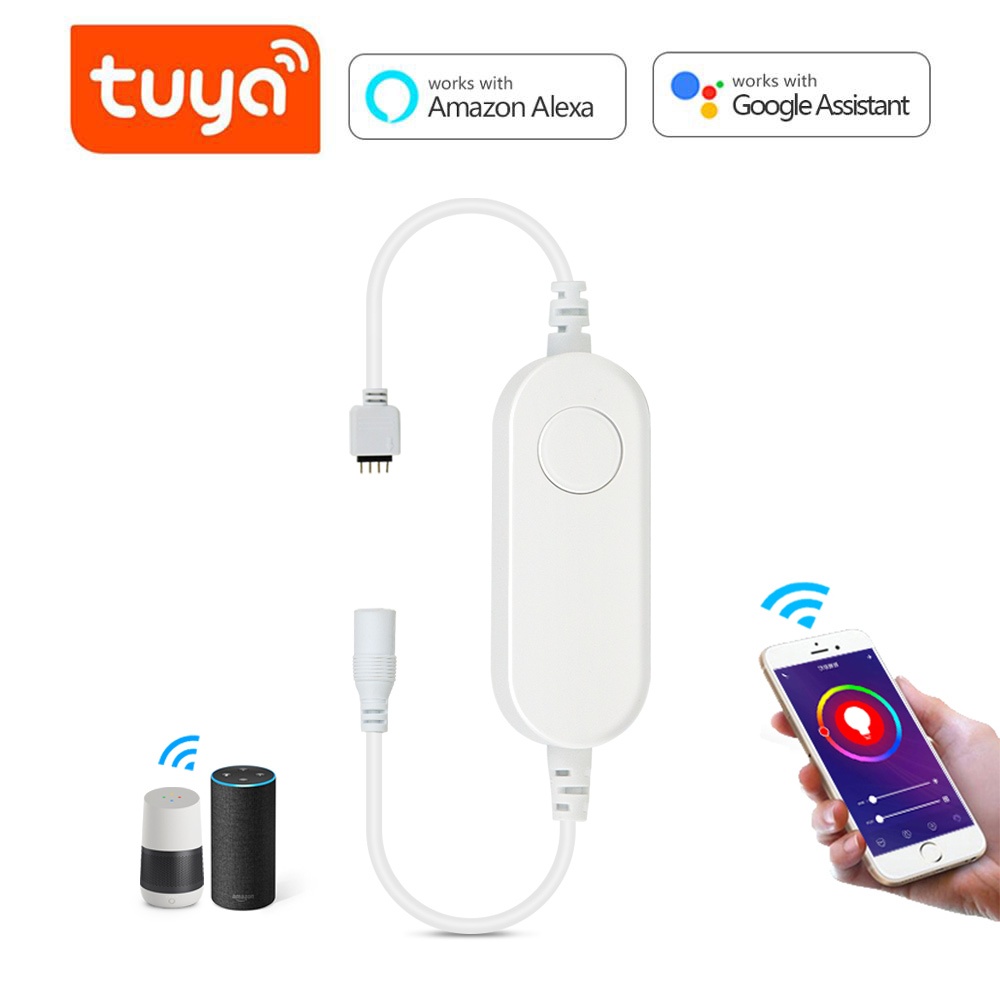 Controlador Wi-Fi RGB TUYA Smart Life App Interruptor Sem Fio Dimmer Remoto Funciona Com Alexa Google Home Para DC12V-24V Luz De Tira LED