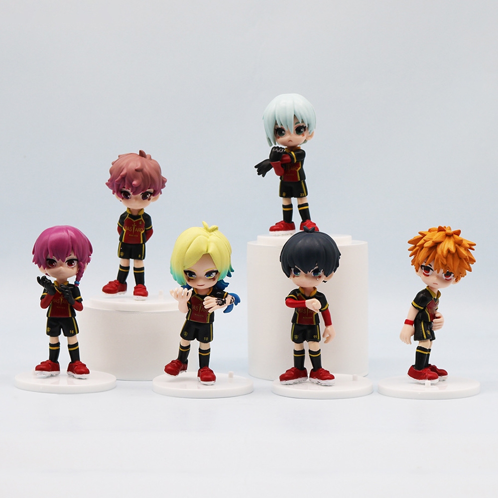 6 Pçs/Set 9cm Anime Bloqueio Azul Isagi Yoichi Nagi Seishiro Bachira Meguru Chigiri Hyoma Kunigami Rensuke Q Versão PVC Figuras De Ação Modelo Boneca Brinquedos