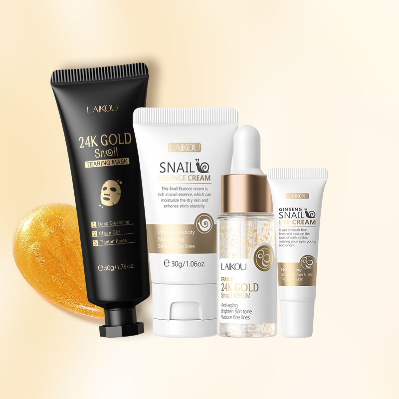 LAIKOU 24K Caracol Cuidados Com A Pele 4 Pcs Anti-Rugas Diminuir Poros Firmadores Da Revitalizante Nutritivo - Beauty