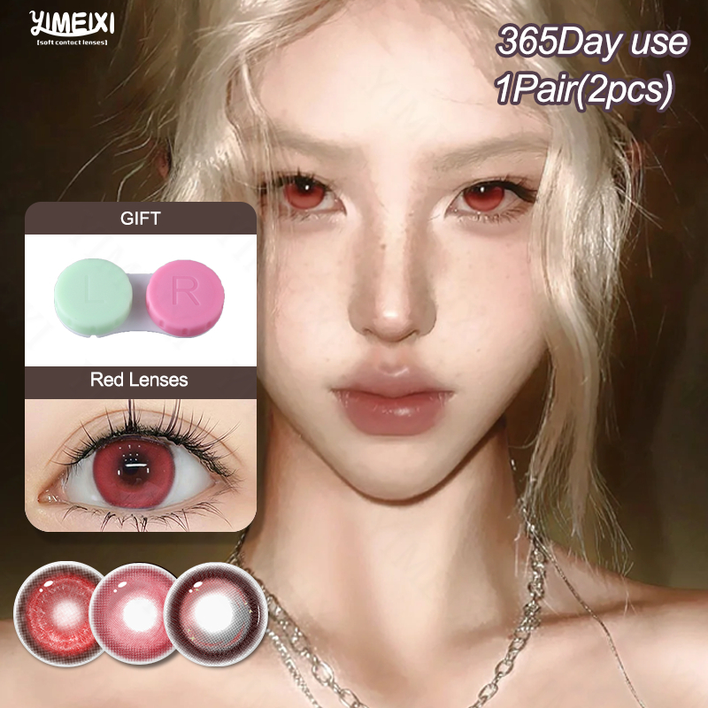 Lente De Contato Vermelha Yimeixi Com Grau Halloween Vampiro Coelho Olhos Olho Cosméticos