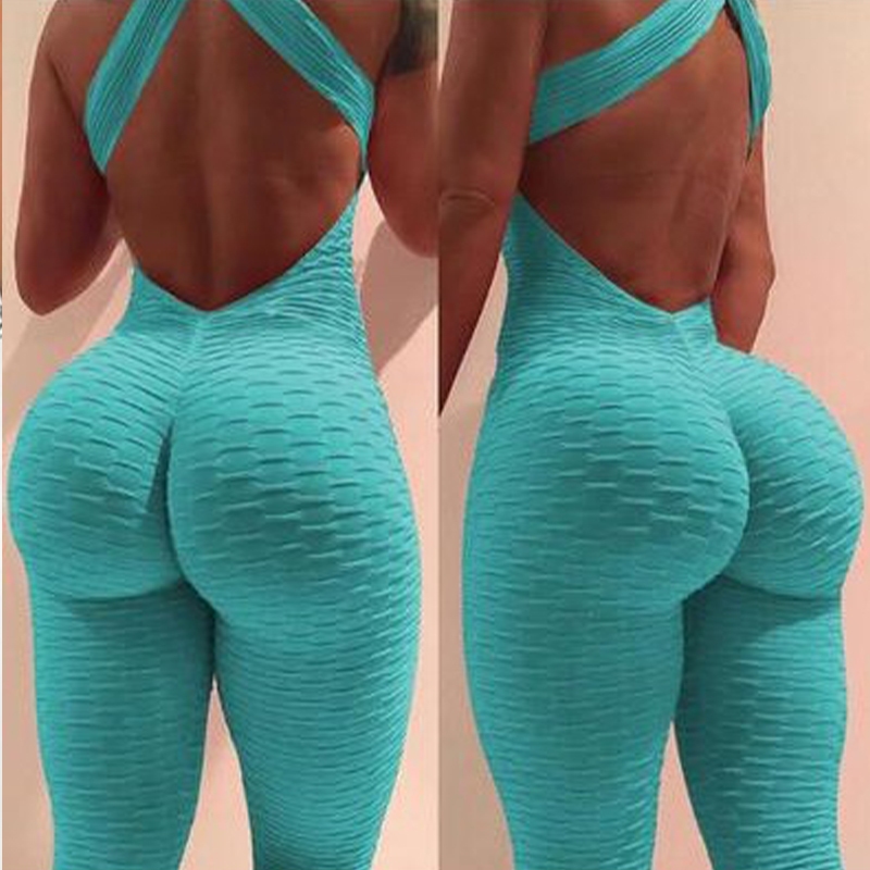 WECHERY Women Fato De Salto De Uma Peça Sem Costura Lifter Butt Long Pants Fitness Yoga Bodysuit