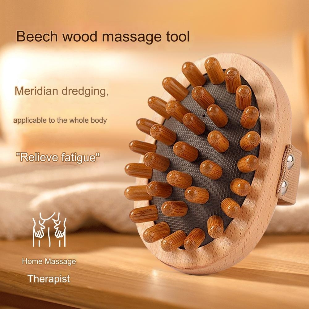 Pente De Massagem Escova Cabeça De Madeira Massageador Meridiano De Cabelo Anti-Estático Couro Cabeludo Corpo Coçar Ferramenta Divina Gua Sha Raspador De Emagrecimento Corporal