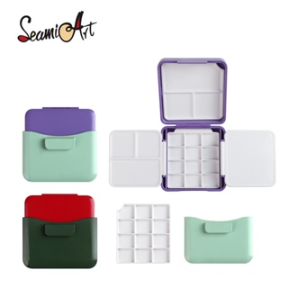 SeamiArt 1 Peça Caixa De Pintura De Plástico Aquarela Portátil Para Viagem Com Paleta Meia Panela Mini Estojo De Armazenamento De Tinta em Oferta na Shopee