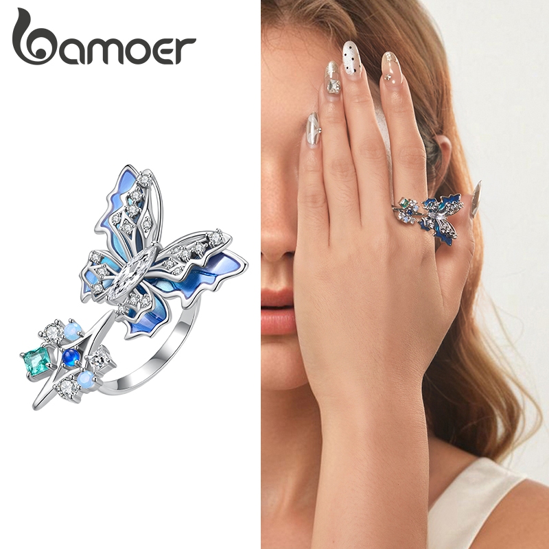 Anel Bamoer Borboleta Gelo E Neve Estilo Coreano Banhado A Cobre Gifs De Ouro Branco Para Mulheres em Oferta na Shopee