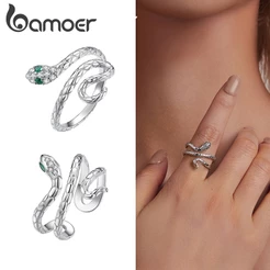 Anel Bamoer Cobra Multicamadas Estilo Europa-Americano Cobre Banhado A Ouro Branco Gifs Para Mulheres