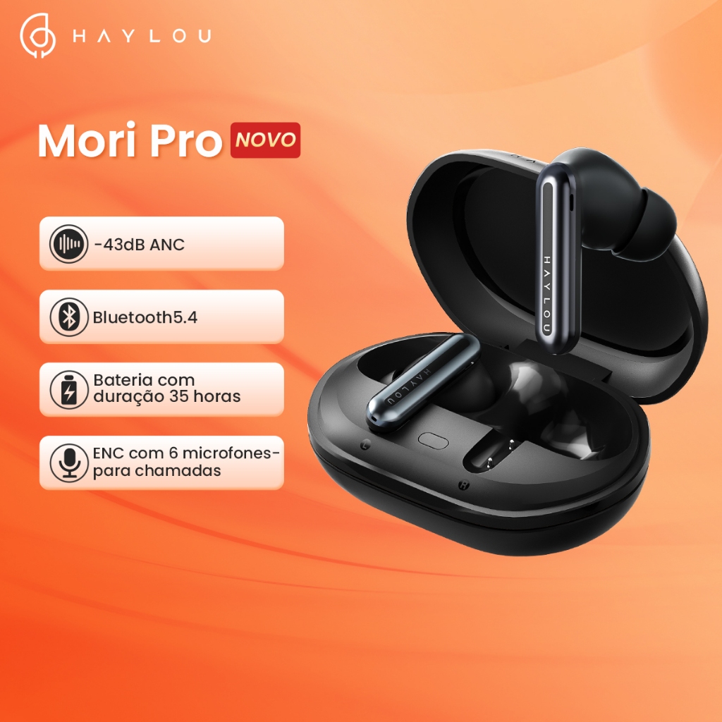 [New] Haylou Mori Pro ANC-43dB Fones De Ouvido 35h-Bateria IPX4 à prova d'água 6-Mic Bluet...