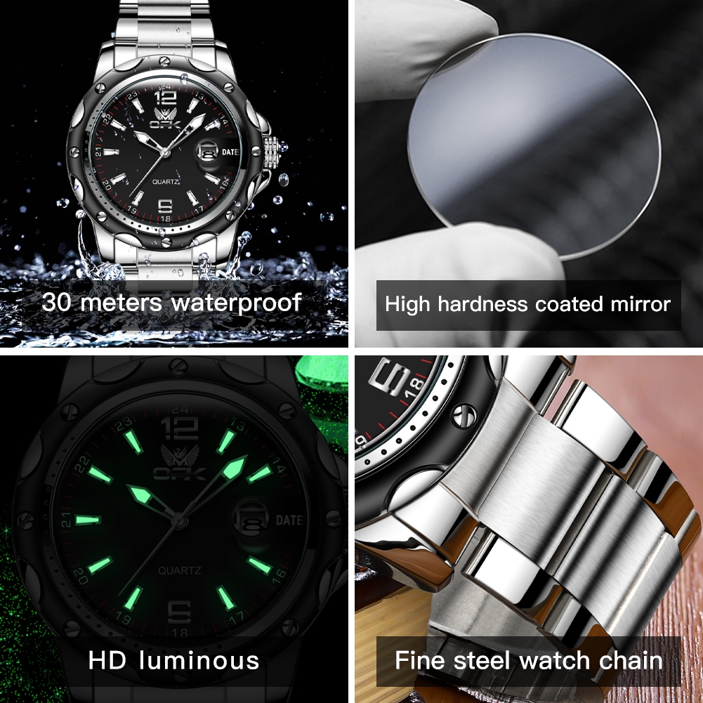 Detalhes do OLEVS relógio masculino relogio a prova d água luxo luminoso Preto original de aço quartzo Preto Branco 6026