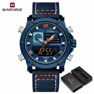 NAVIFORCE 9236 Relógio Masculino Com Pulseira De Couro Simples Movimento De Exibição Dupla em Oferta na Shopee
