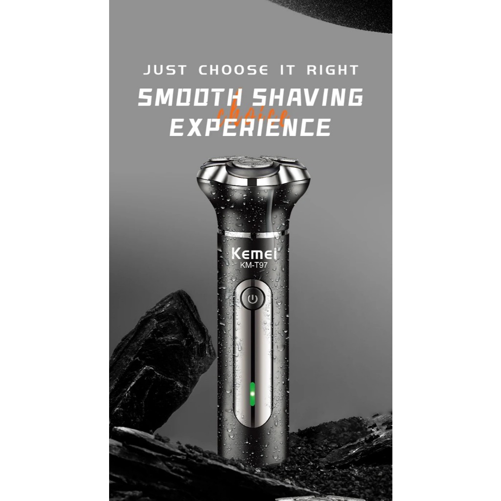 Kemei 3D Barbeador Elétrico Masculino Molhado Seco Lavável Navalha Rotativa Multifuncional Nariz Orelha Aparador De Barba Máquina De Cortar Cabelo Presentes À Prova Dwaterproof Água · foto 2