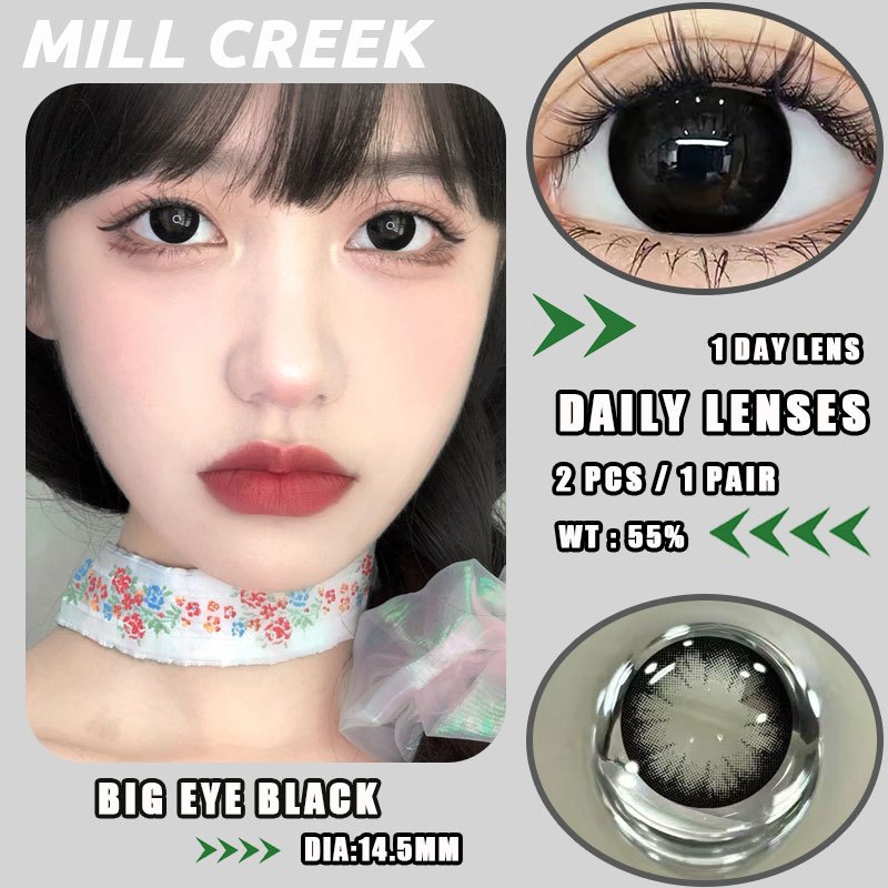 Lentes De Contato MILL CREEK Tamanho 14.5 Mm 1 Par 2 Peças Natural Confortável Estudante 1 Dia De Uso em Oferta na Shopee
