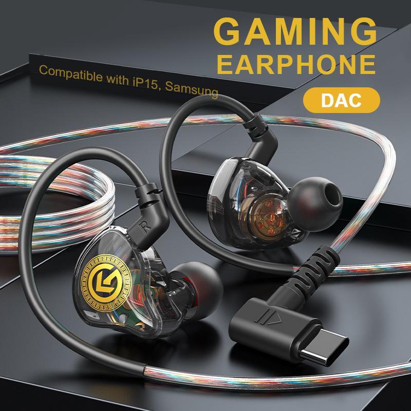 MUHUO QKZ Tipo C Baixo DAC Fones De Ouvido Com Fio 8D Surround Som Cancelamento De Ruído Fone Intra-Auricular Esporte Jogo Microfone