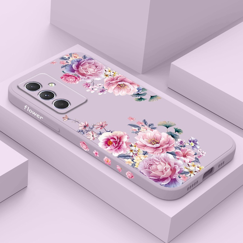 Capa De Telefone Brocado De Cetim Para Samsung Galaxy A54 A34 A24 A14 A04 A04S A04E A73 A53 A33 A23 A13 A03S A03 Core 4G 5G Padrão Lateral De Silicone Líquido