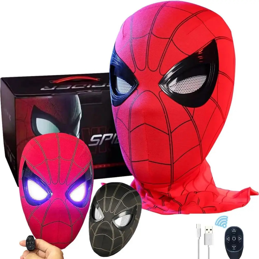 Máscara Do Homem Aranha Olhos Móvel Controle Remoto Peter Parker Spiderman Brinquedos Crianças Halloween Cosplay Traje Presentes De Natal