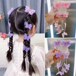 Crianças rosa borboleta trançado corrente de cabelo Super fada cocar menina trançado faixa de cabelo princesa acessórios