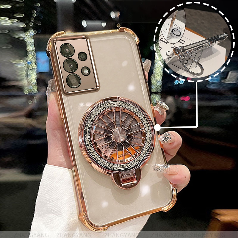 Capa Para Samsung A13 4G A13 5G A23 Quatro Cantos anti Queda Galvanizado Caso De Telefone Estético Giroscópio Suporte TP em Oferta na Shopee