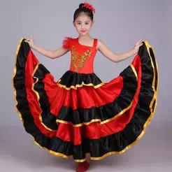 Fantasia De Balé De Princesa Espanhola Infantil , Vestido De Dança Do Ventre , Carnaval (Acessórios De Cabelo Incluídos)