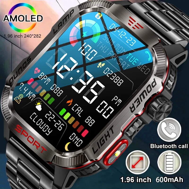 LIGE Esporte relógio inteligente original 2.01 polegada tela hd 600mah lanterna bússola freqüência cardíaca esportes fitness ip68 à prova dip68 água bt chamada smartwatch masculino para android e ios