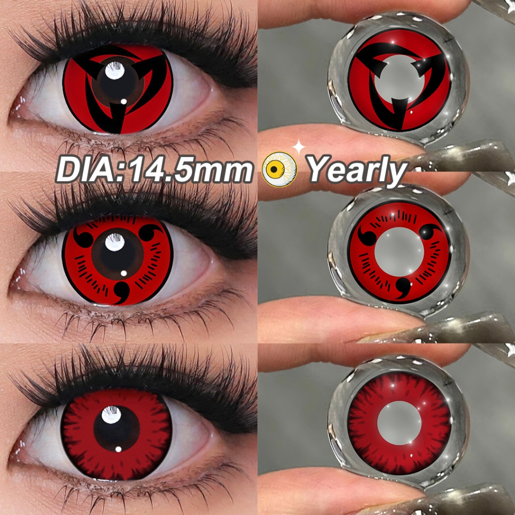 Lente De Contato Colorida Magister Anime Naruto Halloween Cosplay Lentes Vermelhas-Fire God Kuroko's Blue Ball/Red Crack