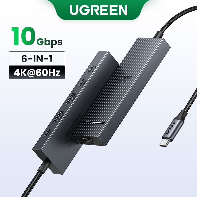 UGREEN 4K60hz 6-Em-1USB-C Estação De Ancoragem Multifuncional USB3.2 Gen2 10Gbps Para iPad Air M2 11 " 13'2024 MacBook