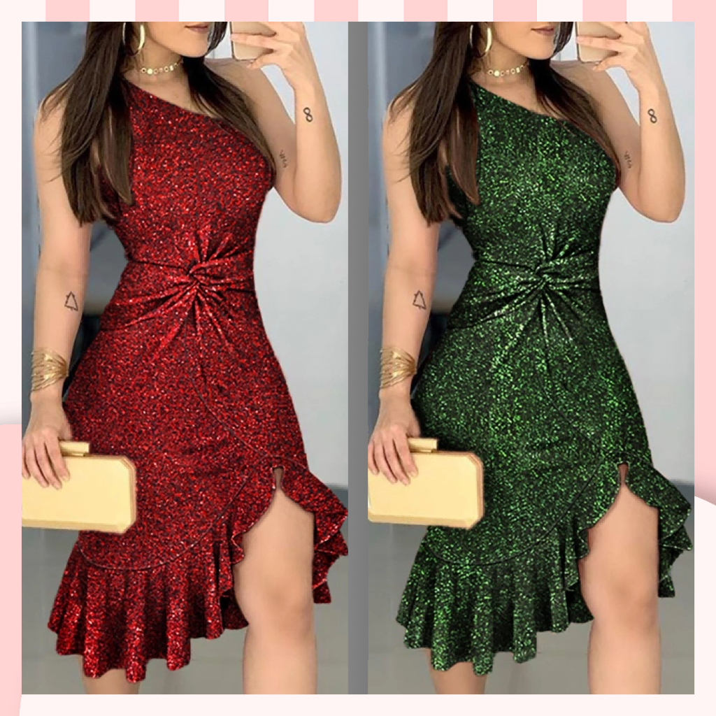 Verão Europeu E Americano Roupas Femininas Cor Sólida Babados Sem Costas Slim Fit Vestido Longo Banquete Festa De Ombro