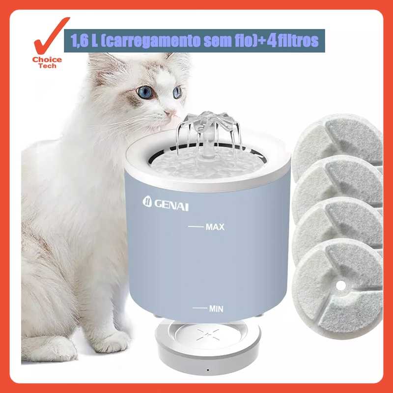 1.8L Bebedouro Água Gato Cão Fonte Elétrica Automático Quadrado