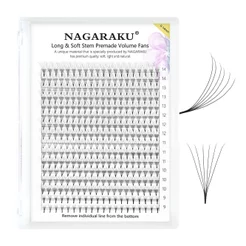 NAGARAKU Caixas Grandes Base Pontuda Extensões De Cílios Pré-Fabricadas 4D 5D 6D 10D Volume Grosso Postiços 120 Fãs