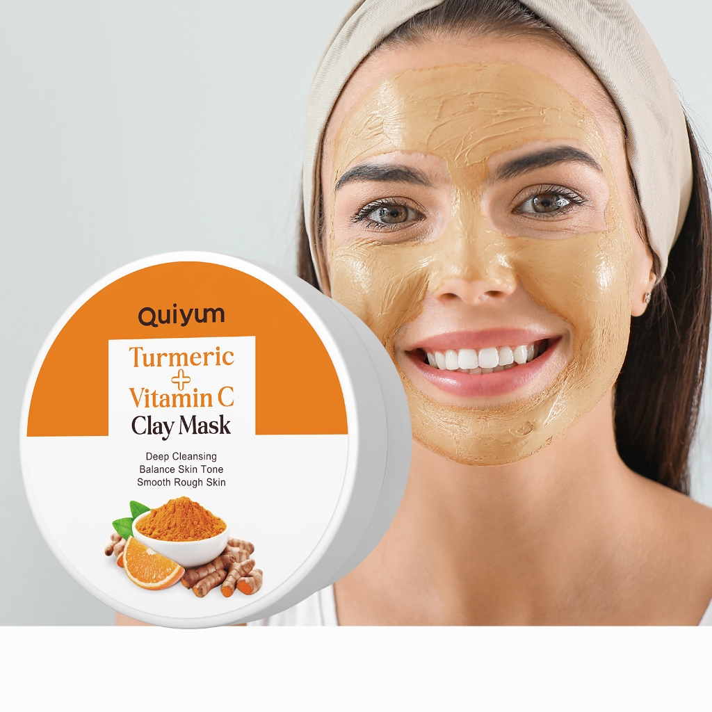 QUIYUM Máscara De Argila Com Vitamina C De Cúrcuma Para Remover Óleos , Limpeza Profunda , Apertar Os Poros , Equilíbrio Do Tom Da Pele , Suave E Radiante , 90g - Beauty