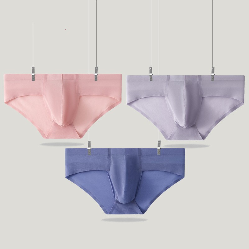Cuecas Masculinas De Seda Gelo Super Finas Calcinha Masculina Bulge Bikini Jockstraps Lingerie Malha Roupa Interior