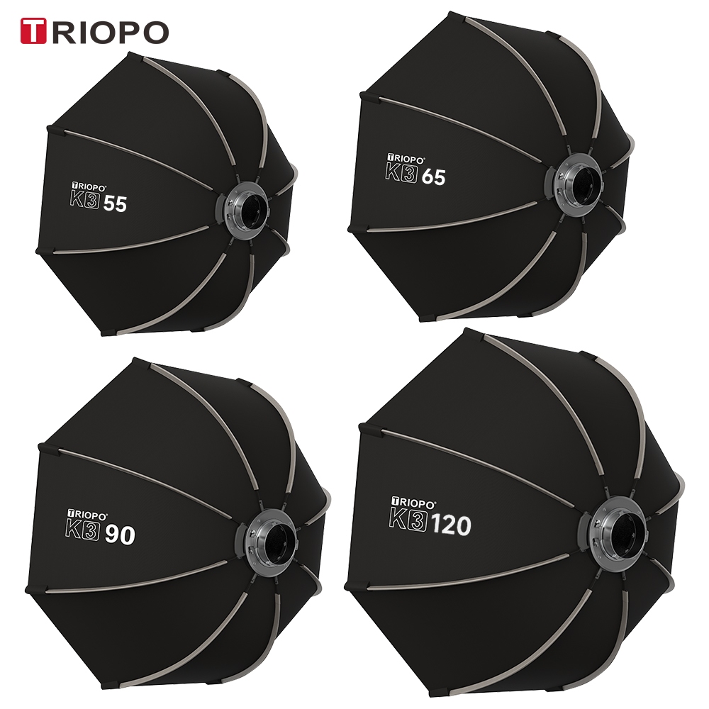TRIOPO K3 Série 55cm 65cm 90cm 120cm Instalação Rápida Octogonal softbox Montagem Bowens Para Godox Aputure Sokani Estúd