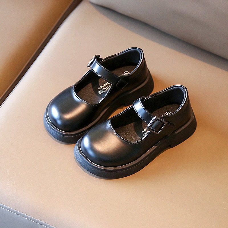 Detalhes do 2-10 Anos Meninas Sapatos De Couro Da Criança Do Miúdo Estilo Escolar Branco Preto Planos Boneca Vestido Escolares