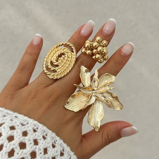 Anel De Flor 3D Personalizado Com De Cinco Pétalas , Aberto Enrolado Em Vento De Metal Para Mulheres , Acessórios De Charme em Oferta na Shopee