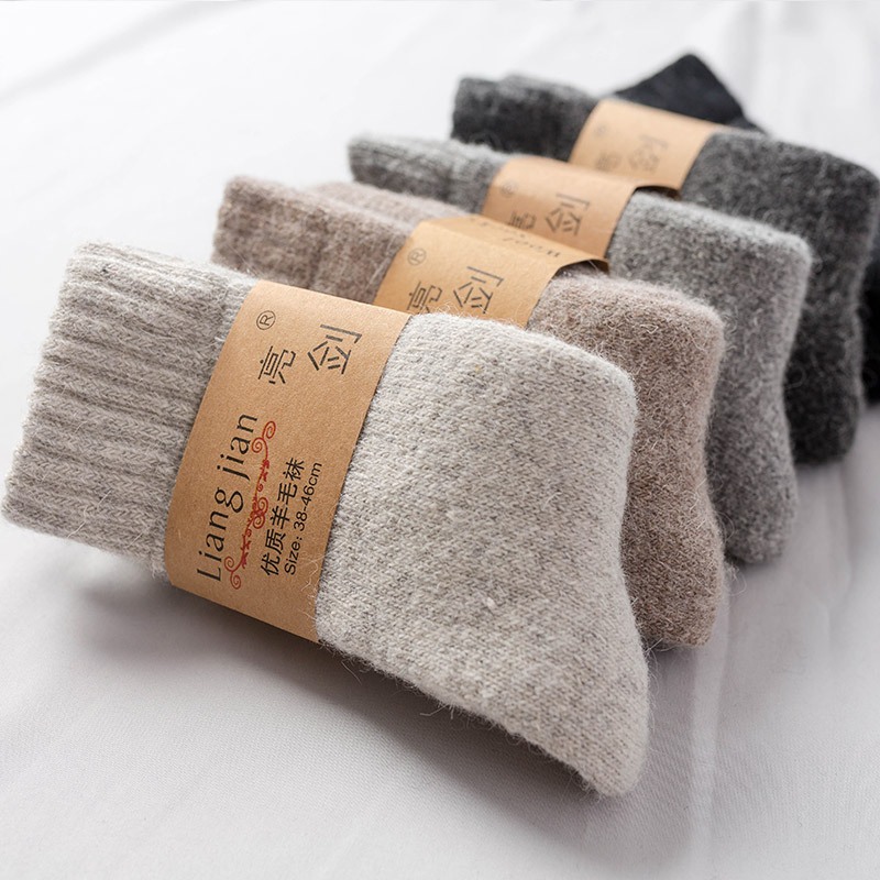 D337 Meias de lã Super grossas de inverno masculinas e femininas meias de lã quente