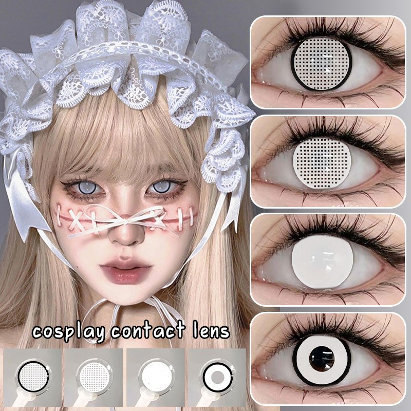 KSSEYE Cosplay Lente De Contato Branco/Preto Halloween Anime Cosmética 2 Pçs Lentes Coloridas Sharingan/Naruto/Olhos De Gato/Manson