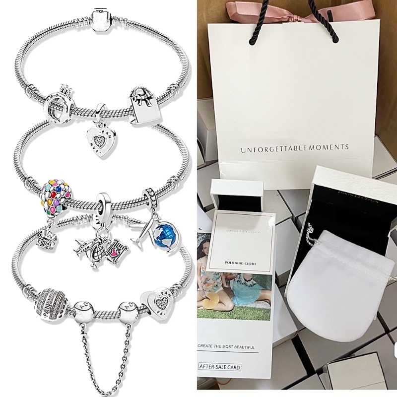 Pulseira Bracelete PAN com Berloque Pingente Charmes De Prata 925 com caixa e Saco de Veludo