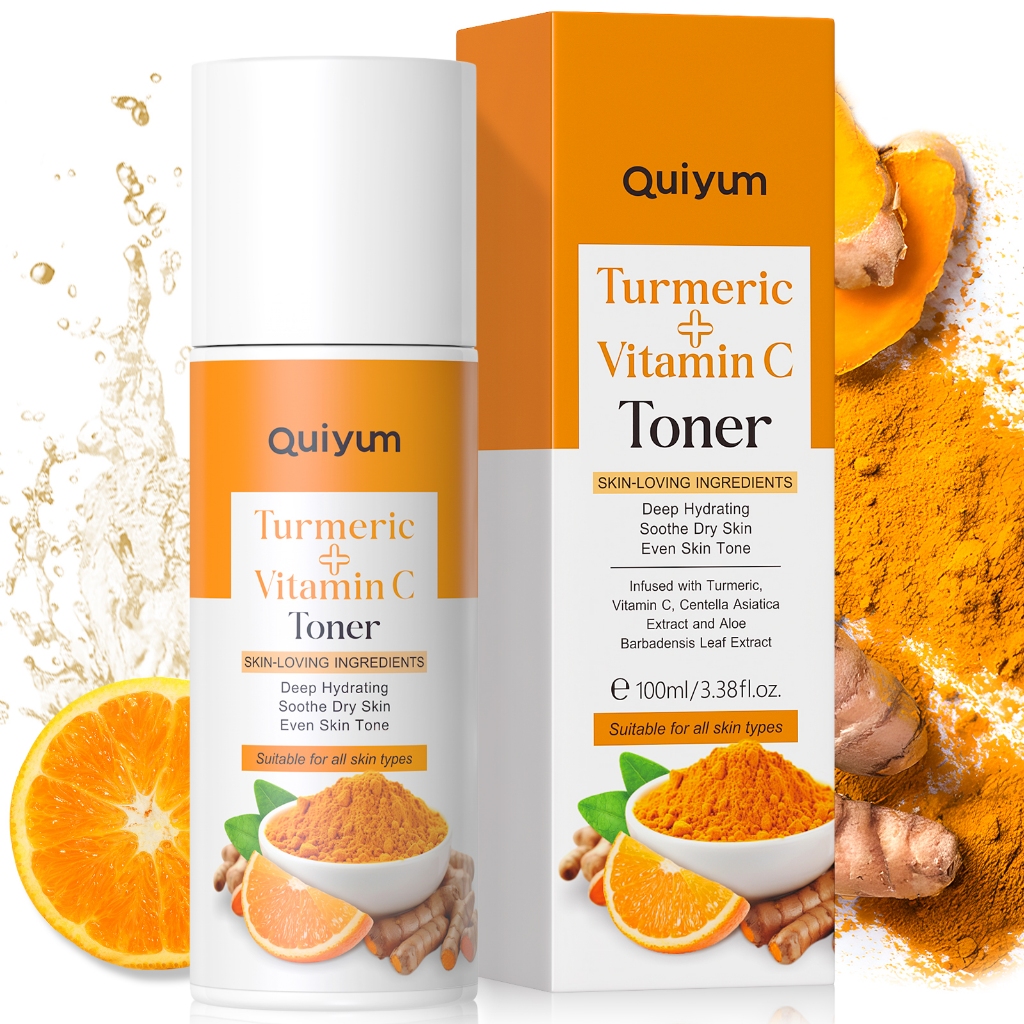 QUIYUM Cúrcuma Vitamina C Toner Antioxidação Hidratação Profunda Mesmo Tom De Pele Acalma Seca 100ml - Beauty