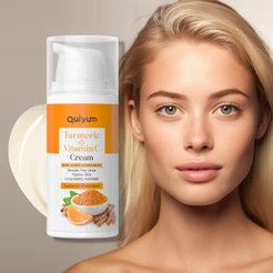 QUIYUM Creme De Vitamina C De Cúrcuma Para Apertar A Pele , Manchas Redutoras , Calmante , Hidratação De Longa Duração , Brilho Radiante 30g