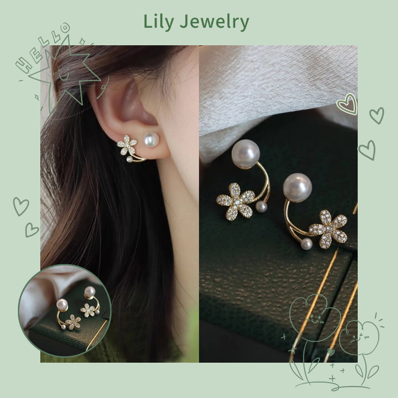 Moda S925 Prata Pérola Flor Brincos Feminino Design Criativo Brincos de Diamante