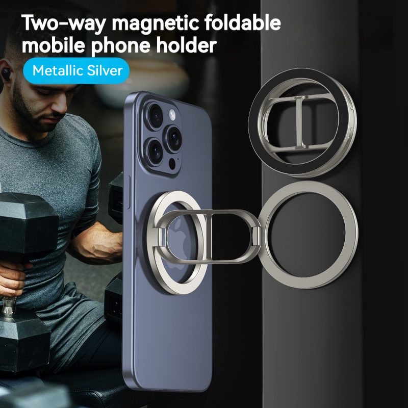 Suporte Magnético Dupla Face Dobrável Para Telefone , Magsafe , Academia , Esteira , Universal , Smartphone