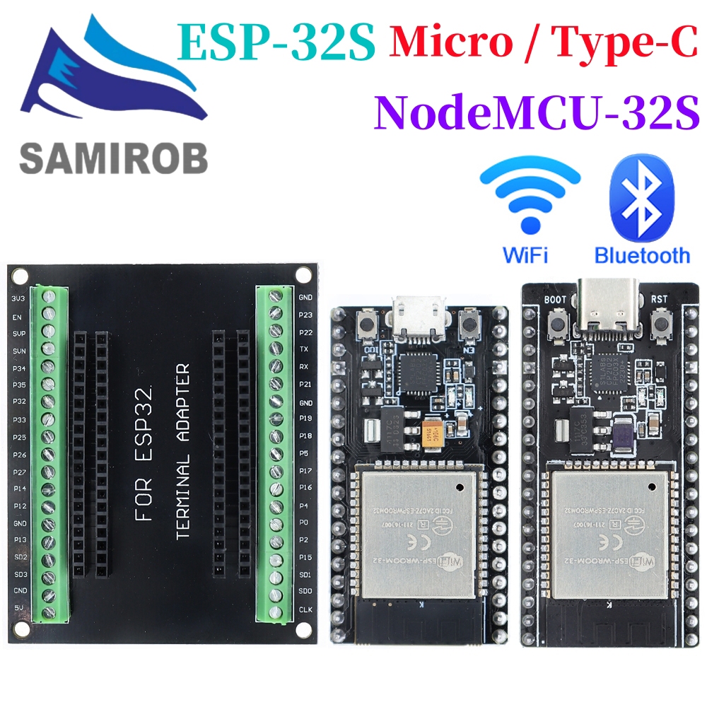 Placa De Desenvolvimento ESP32 ESP-32S NodeMCU MICRO/TYPE-C Módulo Sem Fio WiFi + Bluetooth WROOM-32 Expansão IOT