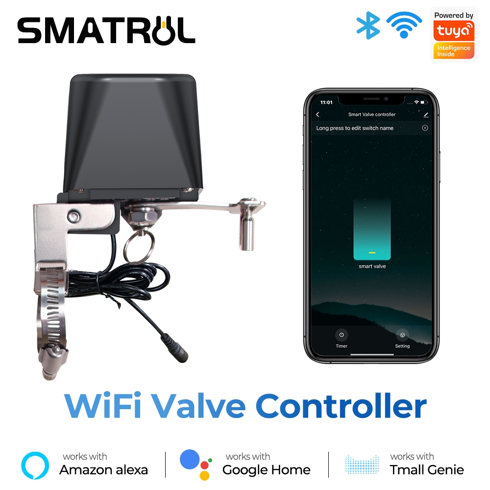 SMATRUL Tuya WiFi Válvula De Água Controle Gás Elétrico Ligar/Desligar Controlador Suporte Alexa Google Casa Reino Unido Plug