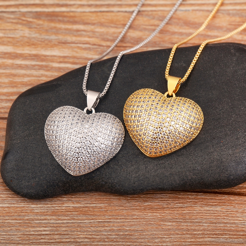 Nova Moda Sorte Coração Forma Pave Brilhante Cristal Zircão Pingente Colar Para Mulheres Homens Luz Luxo Jóias Acessórios em Oferta na Shopee