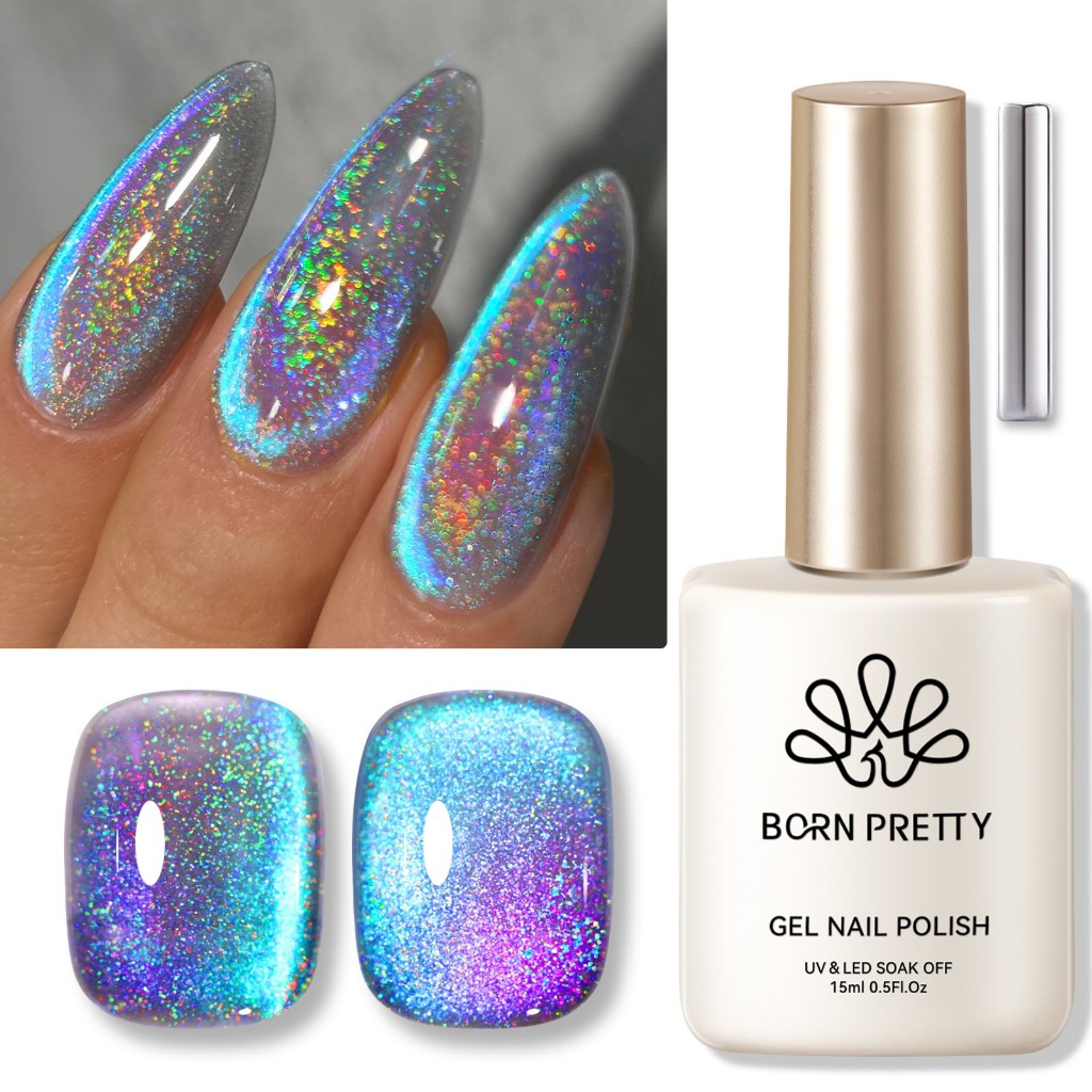 BORN PRETTY 9D Cat Magnético Eye Gel Unha Polonês Arco-Íris Laser Holográfico Azul Roxo em Oferta na Shopee