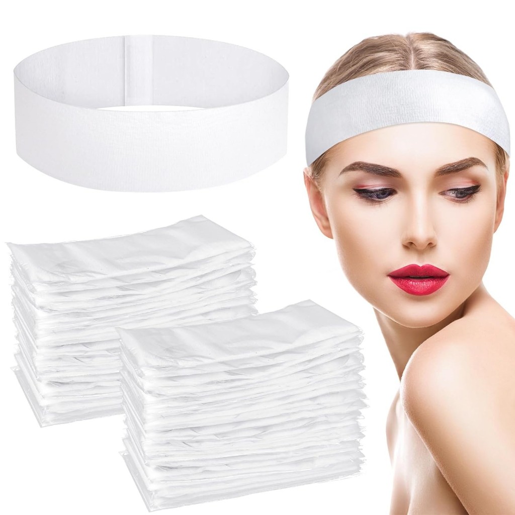 50 Peças Descartáveis Spa Facial Headbands Estiramento Não-Tecido Macio Cuidados Com A Pele Faixa De Cabelo Fechamento