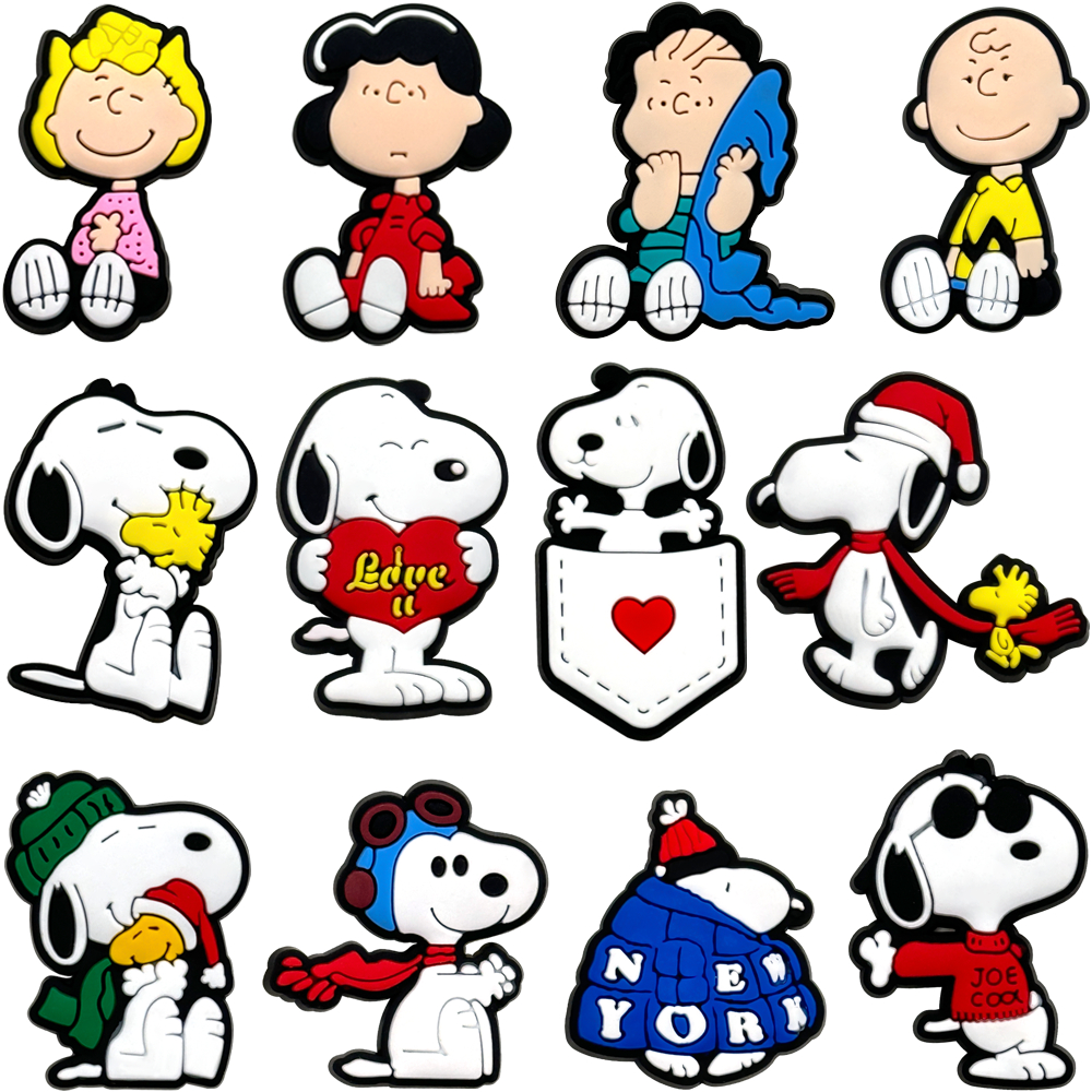 12pçs Alfinetes De Botão Suaves Snoopy Sapatos Decoração Amuletos Faça Você Mesmo Acessórios De Sapato Adoráveis